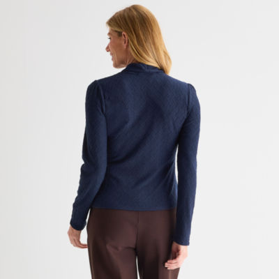 Liz Claiborne Womens Plus V Neck Long Sleeve Blouse