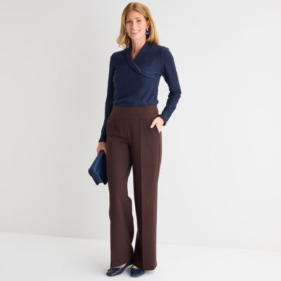 Liz Claiborne Womens Plus V Neck Long Sleeve Blouse