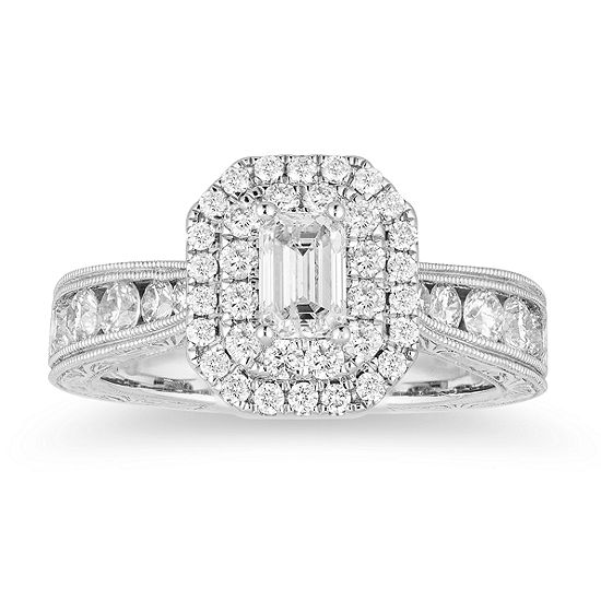 LIMITED QUANTITIES! Womens 1 1/2 CT. T.W. Genuine White Diamond 14K White Gold Engagement Ring