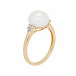 Certified Sofia™  Cultured Freshwater Pearl & Lab-Created White Sapphire 14K Gold Cocktail Ring
