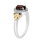 Enchanted Disney Fine Jewelry "Frozen 2" Womens 1/10 CT. T.W. Genuine Red Garnet 10K Gold Over Silver Princess Frozen Cocktail Ring