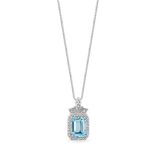 Enchanted Disney Fine Jewelry "Frozen 2" Womens 1/10 CT. T.W. Genuine Blue Topaz Sterling Silver Princess Frozen Pendant Necklace