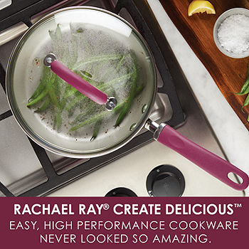 Rachael Ray Create Delicious 9.5 Inch Nonstick Deep Fry Pan, Red