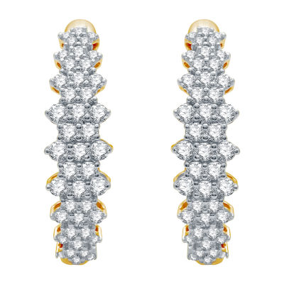 H-I / I1) Womens 1 CT. T.W. Lab Grown White Diamond 10K White Gold 21.9mm Hoop Earrings