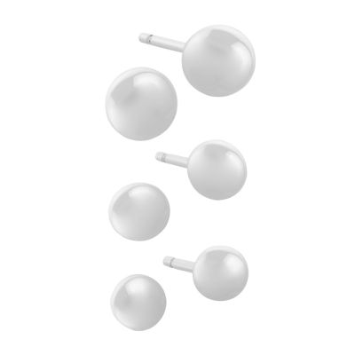 Silver Reflections 3 Pair Ball Earring Set JCPenney