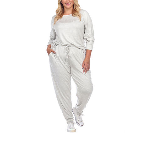  White Mark Womens Plus Long Sleeve Pant Pajama Set 2-pc.