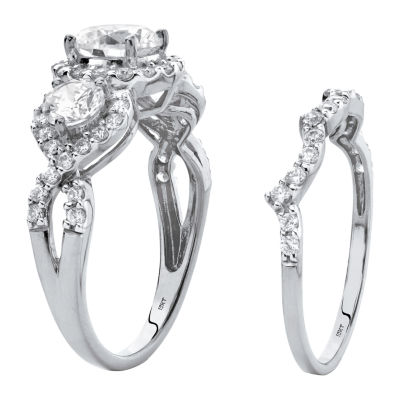 DiamonArt® Womens 2 3/4 CT. T.W. White Cubic Zirconia 10K Gold Round Bridal Set