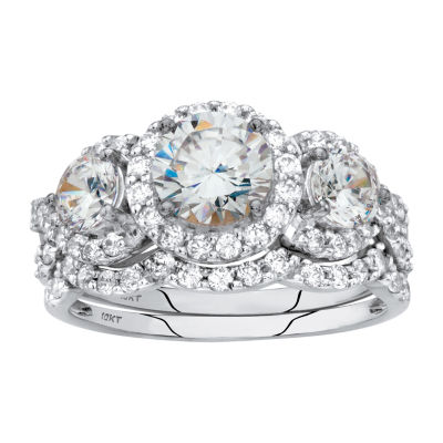 DiamonArt® Womens 2 3/4 CT. T.W. White Cubic Zirconia 10K Gold Round Bridal Set