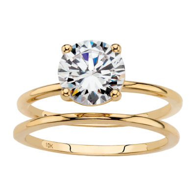 DiamonaArt Womens 2 CT. T.W. White Cubic Zirconia 10K Gold Round Bridal Set