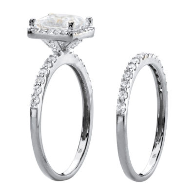 DiamonArt® Womens 2 CT. T.W. White Cubic Zirconia 10K Gold Square Bridal Set