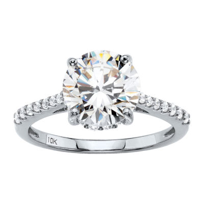 DiamonArt® Womens 3 1/4 CT. T.W. White Cubic Zirconia 10K Gold Round Engagement Ring