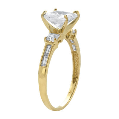 DiamonArt® Womens 2 1/2 CT. T.W. White Cubic Zirconia 10K Gold Square Engagement Ring