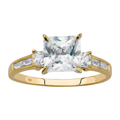DiamonArt® Womens / CT. T.W. White Cubic Zirconia 10K Gold Square Engagement Ring