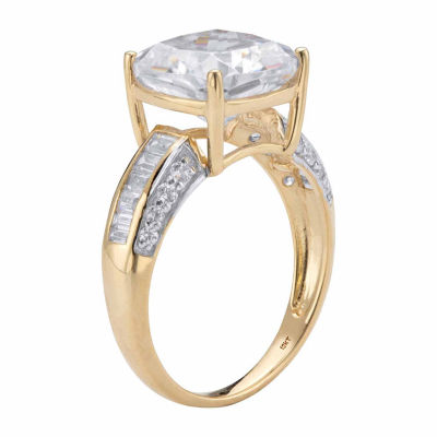 DiamonArt® Womens CT. T.W. White Cubic Zirconia 10K Gold Square Engagement Ring