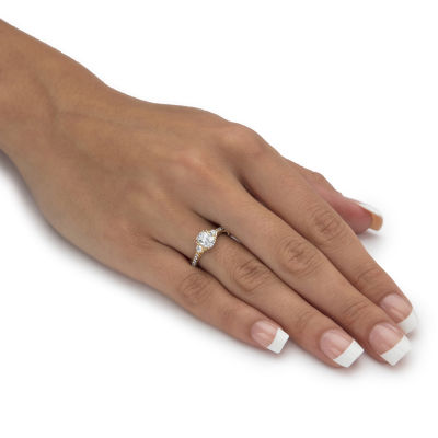 DiamonArt® Womens 1 3/4 CT. T.W. Lab Created White Sapphire 18K Gold Over Silver Rectangular Engagement Ring