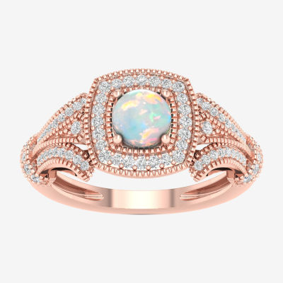 Womens 1/ CT. T.W. Genuine White Opal 10K Gold Cocktail Ring