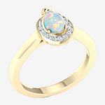 Womens 1/8 CT. T.W. Genuine White Opal 10K Gold Cocktail Ring