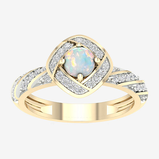 Womens 1/5 CT. T.W. Genuine Multi Color Opal 10K Gold Cocktail Ring