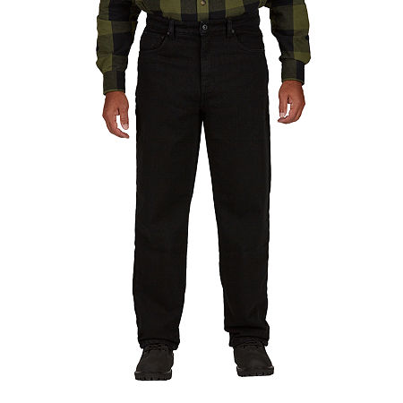 Smiths Workwear Fleece Lined Mens Stretch Fabric Straight Leg Regular Fit Jean, 38 32, Black