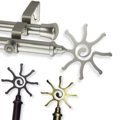 Rod Desyne Double 13/16" Adjustable Curtain Rod with Sun Finials