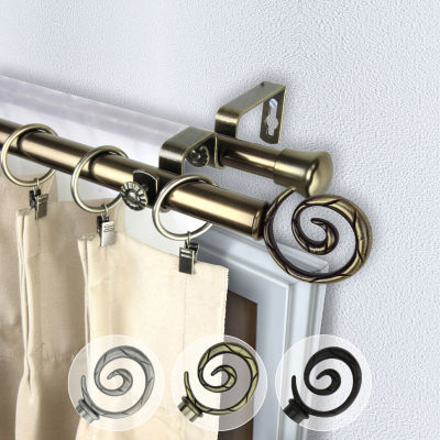 Rod Desyne Double 13/16" Adjustable Curtain with Spiral Finials