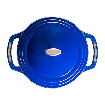 6 Quart Enameled Cast Iron Round Dutch Oven, Blue, 1 PIECE - Foods Co.