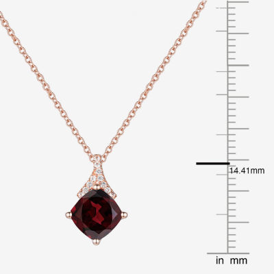 Womens Genuine Red Garnet 14K Rose Gold Over Silver Pendant Necklace