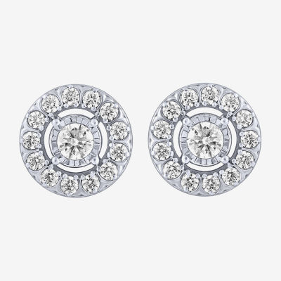 (H-I / Si2) 2 CT. T.W. Lab Grown White Diamond 10K Gold 12.3mm Round Stud Earrings