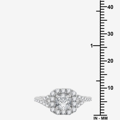 Yes, Please! Womens Lab Created White Sapphire Sterling Silver Cushion Cocktail Ring