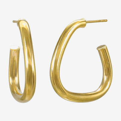 14K Gold Triangle Hoop Earrings