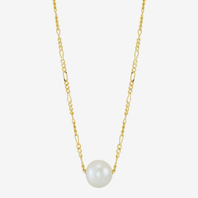 Womens White Cultured Freshwater Pearl 14K Gold Over Silver Heart Pendant Necklace