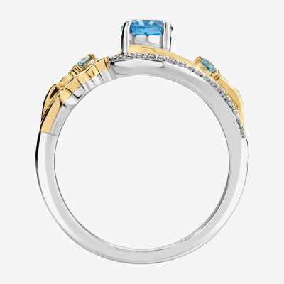 Marvel Fine Jewelry Womens 1/8 CT. T.W. Genuine Blue Topaz 14K Gold Over Silver Oval Loki Cocktail Ring