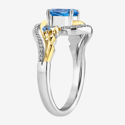 Marvel Fine Jewelry Womens 1/8 CT. T.W. Genuine Blue Topaz 14K Gold Over Silver Oval Loki Cocktail Ring