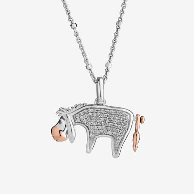 Disney Jewels Collection Womens 1/5 CT. T.W. Natural White Diamond 14K Rose Gold Over Silver Sterling Silver Eeyore Pendant Necklace