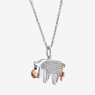 Disney Jewels Collection Womens 1/5 CT. T.W. Natural White Diamond 14K Rose Gold Over Silver Sterling Silver Eeyore Pendant Necklace