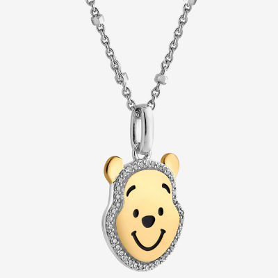 Disney Jewels Collection Womens 1/10 CT. T.W. Natural White Diamond 14K Gold Over Silver Sterling Silver Winnie The Pooh Pendant Necklace