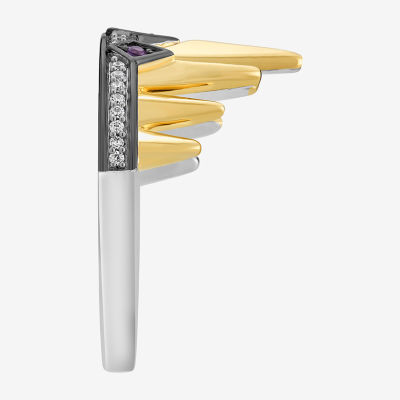 Womens Diamond Accent Genuine Red Garnet 14K Gold Over Silver Crown Evil Queen Side Stone Cocktail Ring