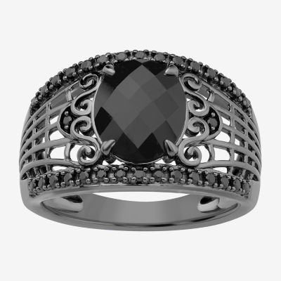 Disney Jewels Collection Womens 1/4 CT. T.W. Genuine Black Onyx Sterling Silver Nightmare Before Christmas Cocktail Ring