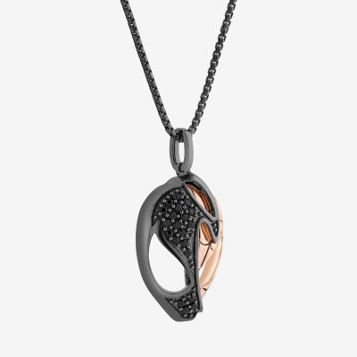 Marvel Fine Jewelry Womens 1/6 CT. T.W. Natural Black Diamond 14K Rose Gold Over Silver Sterling Silver Pear Spiderman Venom Pendant Necklace