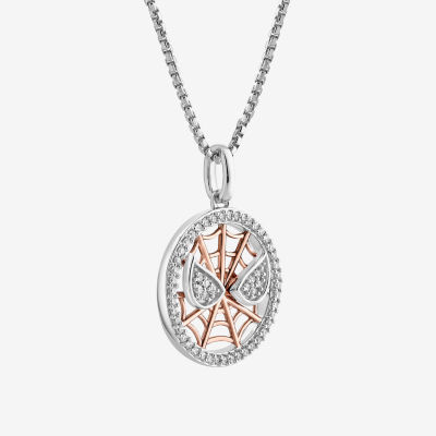 Marvel Fine Jewelry Womens 1/5 CT. Natural White Diamond 14K Rose Gold Over Silver Sterling Silver 18 Inch Pendant Necklace