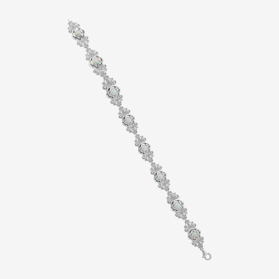 Enchanted Disney Fine Jewelry Sterling Silver 7.25 Inch Flower Cinderella Princess Link Bracelet