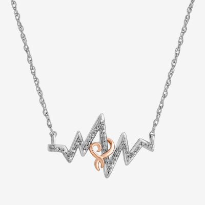 Hallmark Diamonds Heartbeat Womens Diamond Accent Natural White Diamond 14K Rose Gold Over Silver Heart 18 Inch Pendant Necklace