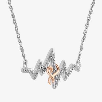 Hallmark Diamonds Heartbeat Womens Diamond Accent Natural White Diamond 14K Rose Gold Over Silver Heart Pendant Necklace