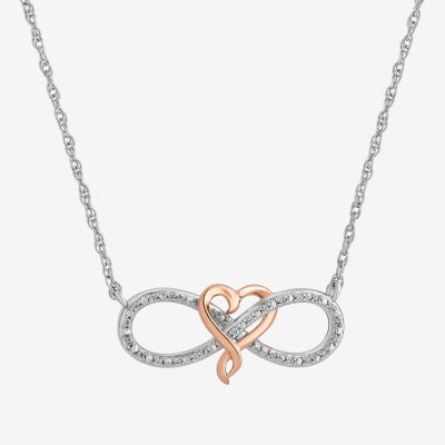 Hallmark Diamonds Womens Diamond Accent Natural White Diamond 14K Two Tone Gold Over Silver Heart Infinity 18 Inch Pendant Necklace