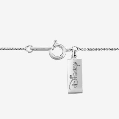 Enchanted Disney Fine Jewelry Womens 1/10 CT. T.W. Natural White Diamond 14K Rose Gold Over Silver Flower Heart 18 Inch Pendant Necklace