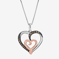 Hallmark Diamonds Womens 1/6 CT. T.W. Natural Black Diamond 14K Rose Gold Over Silver Heart Pendant Necklace, One Size