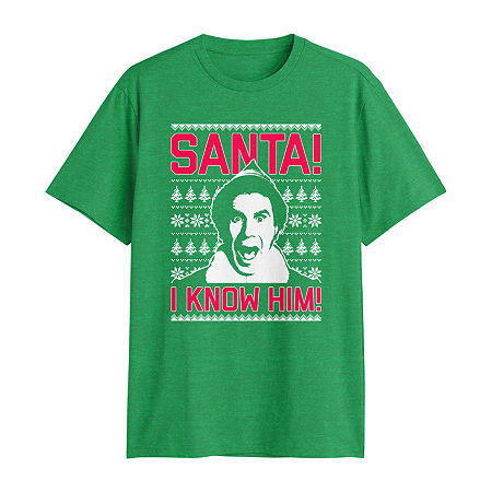 Novelty T-shirts Mens Crew Neck Short Sleeve Classic Fit Elf Big And Tall Graphic T-shirt In Green