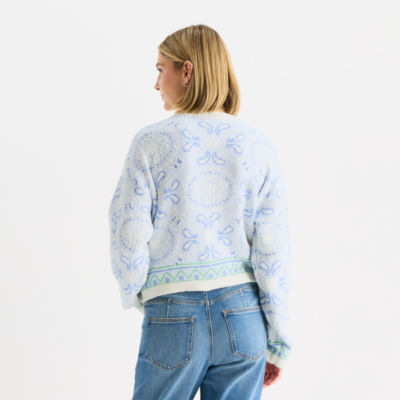 Arizona Juniors Womens Crew Neck Long Sleeve Paisley Pullover