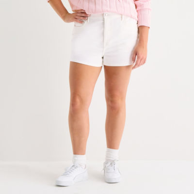 Arizona Womens High Rise Juniors Plus Denim Short