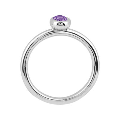 Personally Stackable Oval Genuine Amethyst Ring